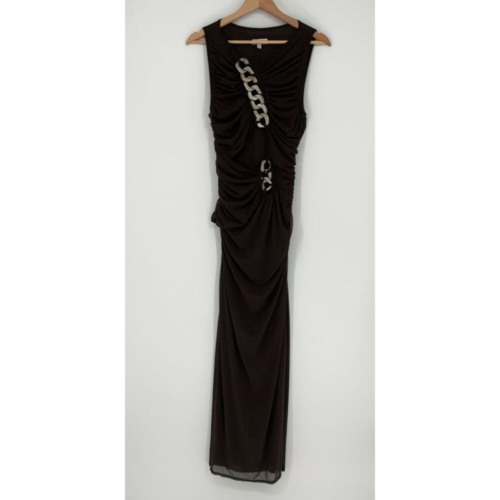 L'Academie Dark Brown Cutout Maxi Dress